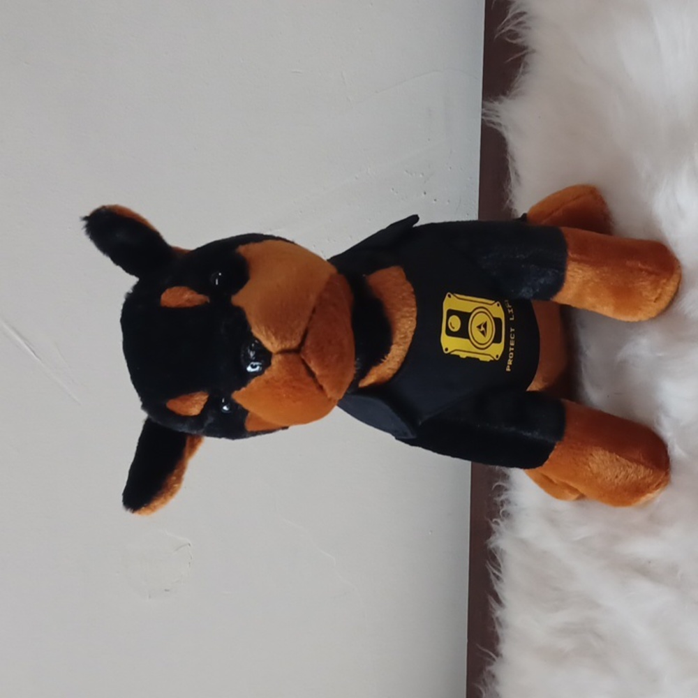 Rottweiler plush stuffed dog puppy removeable Protect Life Jacket not used